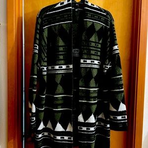 Cardigan forest green/black/white